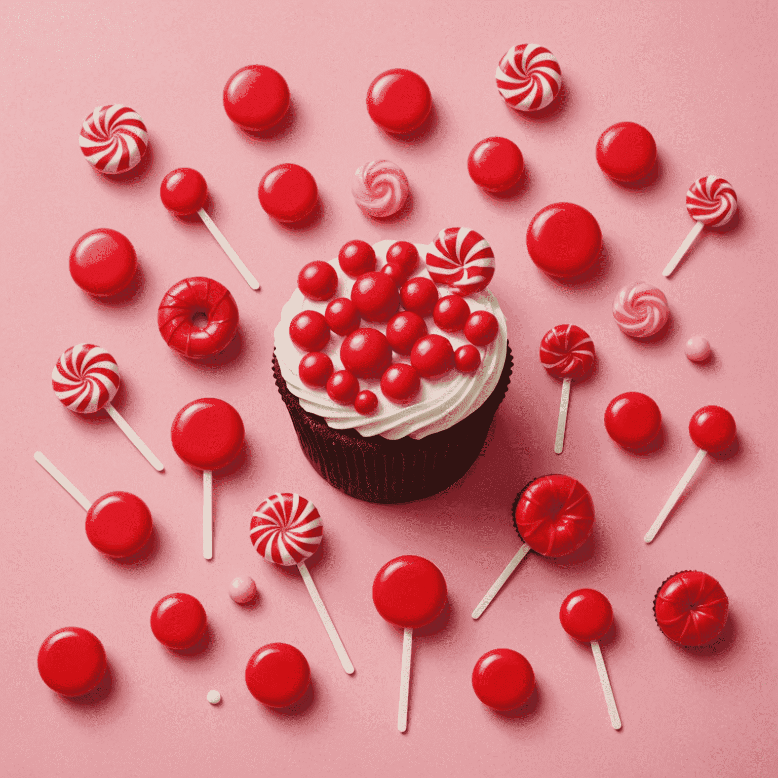 Sweet Bonanza logosu - Pembe arka planda kırmızı şekerlemeler ve pasta şekilleri
