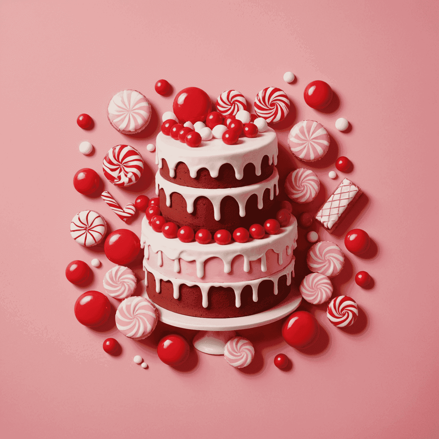 Sweet Bonanza logosu - Pembe arka planda kırmızı şekerlemeler ve pasta şekilleri