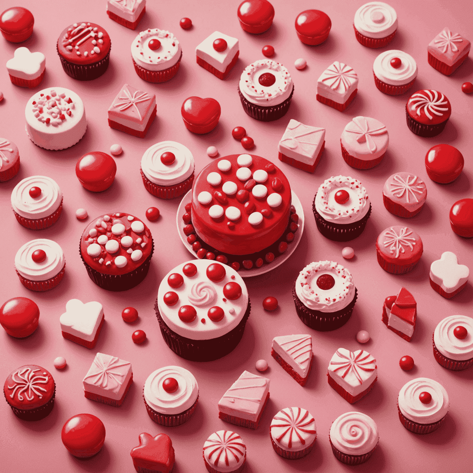 Sweet Bonanza logosu - Pembe arka planda kırmızı şekerlemeler ve pasta şekilleri